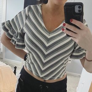 Striped bell sleeve top